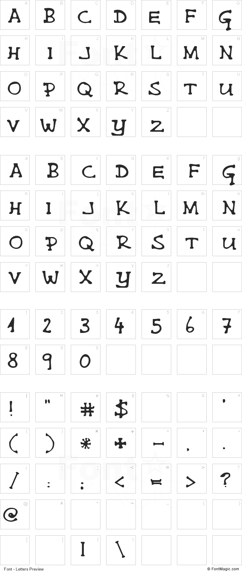 Single Malta Font - All Latters Preview Chart